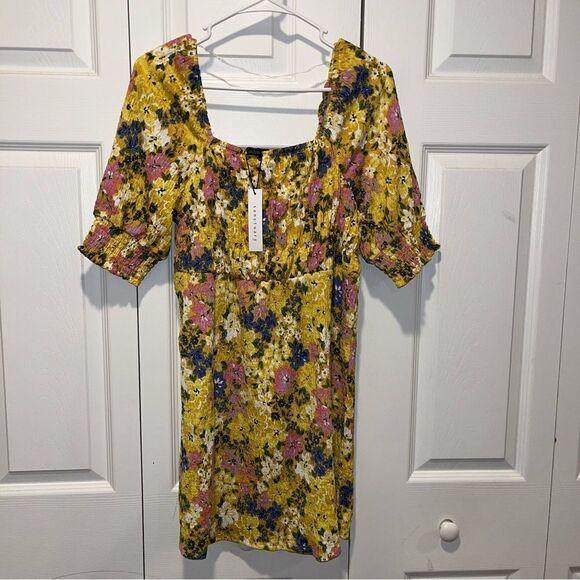 NWT SANCTUARY Easy Smock Square Neck Dress In Sweet & Sour Women’s size Large - Picture 4 of 10
